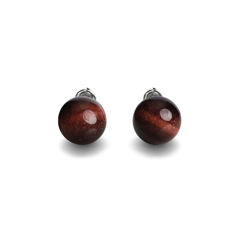 Red Tigers Eye | .925 Sterling Silver | Gemstone Stud Earrings